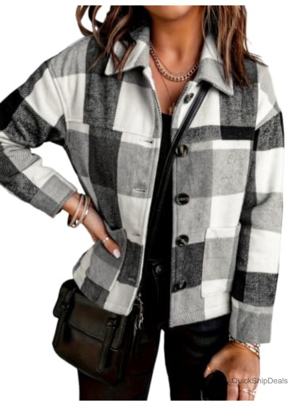 Flannel Cropped Plaid Shacket Jacket Button Down Fall
